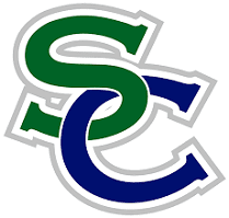 A green and blue letter s in the shape of a c.