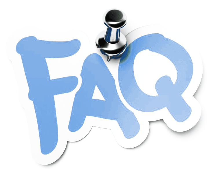 A blue and white graphic with the word faq written in it.