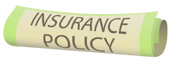 A close up of the insurance policy sign