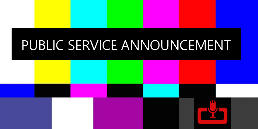 A television screen with the words service announce in front of it.