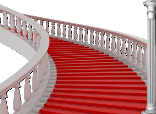 A red carpet is on the stairs.