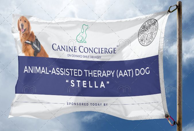 A flag with the name of a dog that is called stella.
