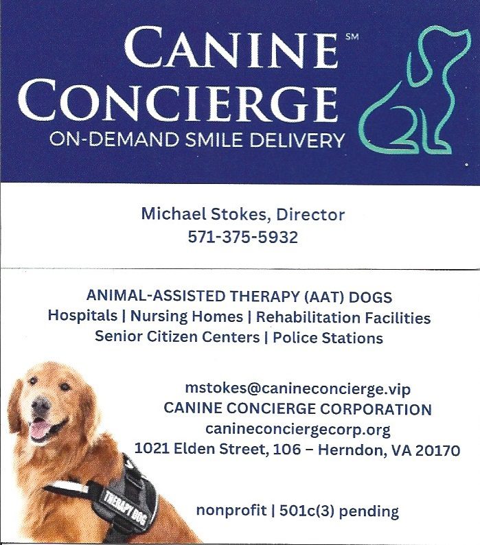 A business card for canine concierge